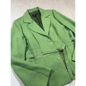 AGB Dress Lime Green Belted Blazer Jacket Womens Size 8 Y2K Career Office Core